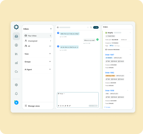 Your Shopify store, inside every conversation